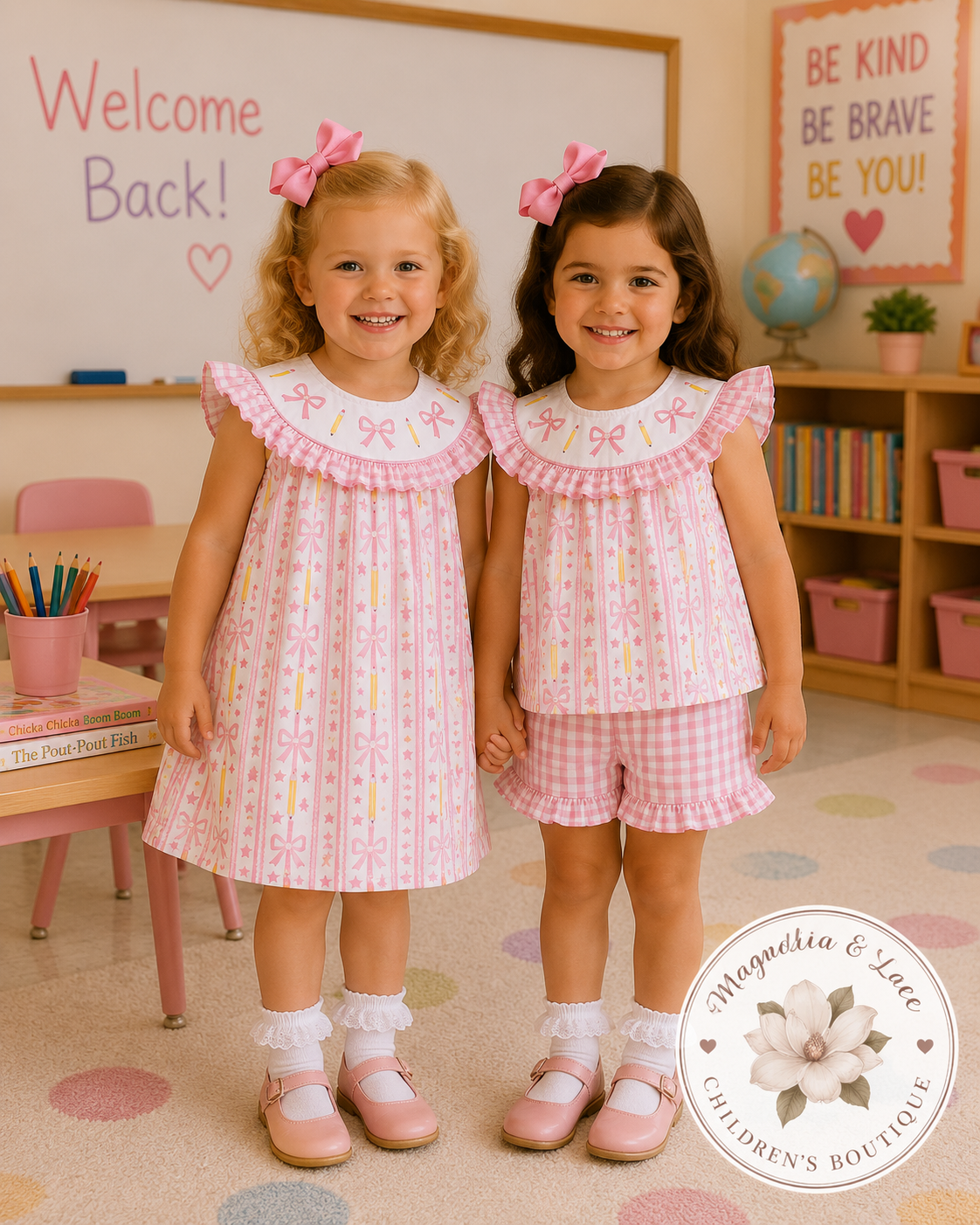 Back To School Pink Bow Set